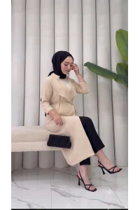 Yazgı Moda Şık Tasarım Kuşaklı Uzun Tunik