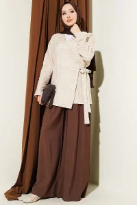 YAZGIMODA Çiçek İşlemeli Bağlamalı Kimono