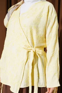 YAZGIMODA Çiçek İşlemeli Bağlamalı Kimono