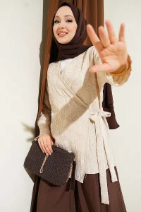 YAZGIMODA Çiçek İşlemeli Bağlamalı Kimono