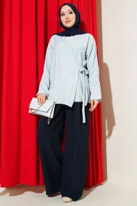 YAZGIMODA Çiçek İşlemeli Bağlamalı Kimono
