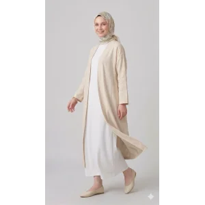 Kadın Beyaz Sıfır Kol Uzun İçlik Elbise