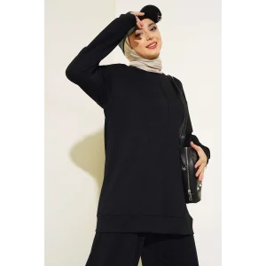 Yazgı Moda Kadın Dikiş Detaylı İkili Takım Siyah