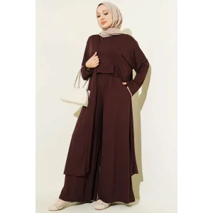 YAZGIMODA Hırkalı Basic Üçlü Takım Kahve