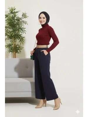 Bordo Boğazlı Fitilli Triko Body