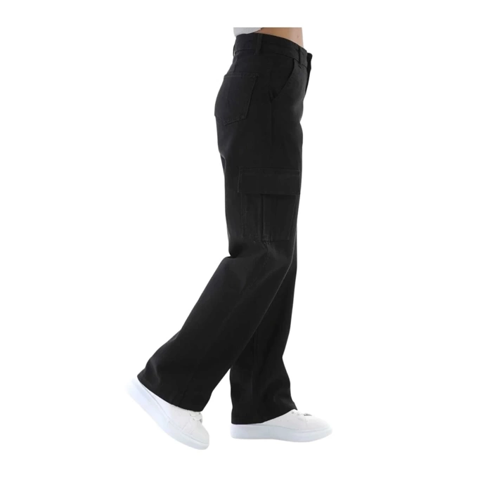 BROWSER Kadın Beyaz Ters Dikişli Siyah Kargo Pantolon Fiyatı