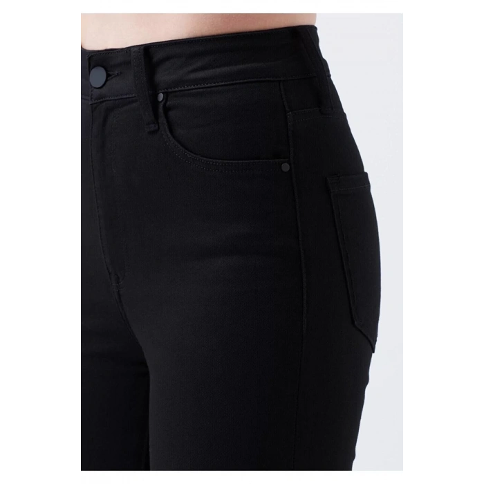 Kadın Siyah Yüksel Bel Bilek Boy Dar Paça Skinny Likralı Kot Pantalon