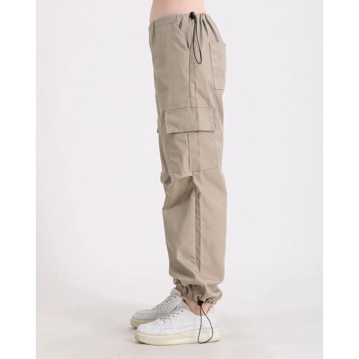 Kadın Bej Paraşüt Kargo Pantolon Pantolon