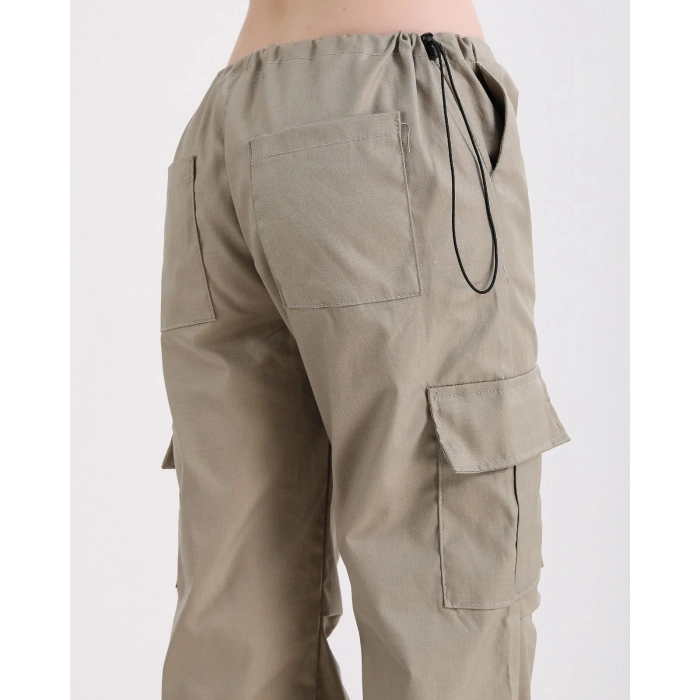 Kadın Bej Paraşüt Kargo Pantolon Pantolon