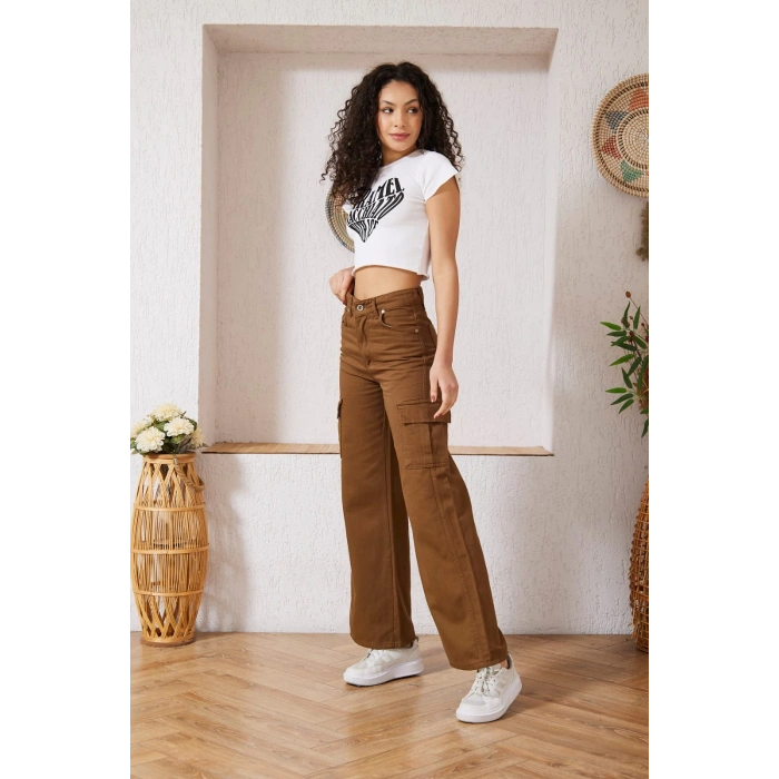 Kadın Açık Kahve Kargo Pantolon