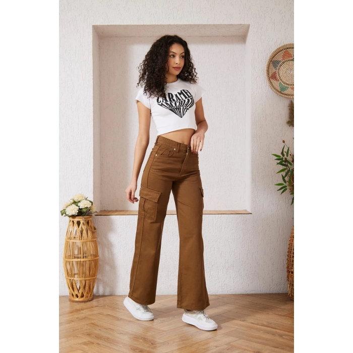 Kadın Açık Kahve Kargo Pantolon