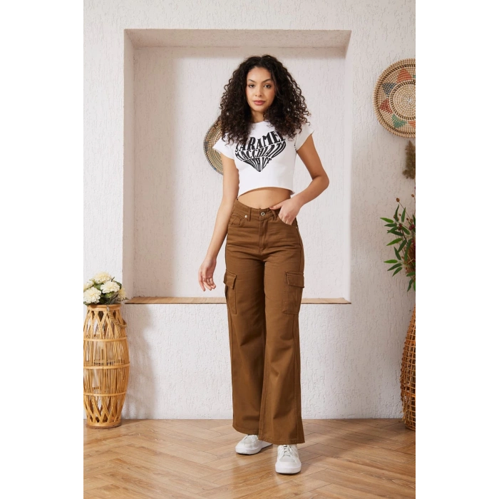 Kadın Açık Kahve Kargo Pantolon