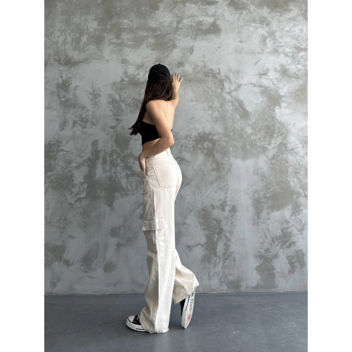 Kadın Bej Kargo Pantolon