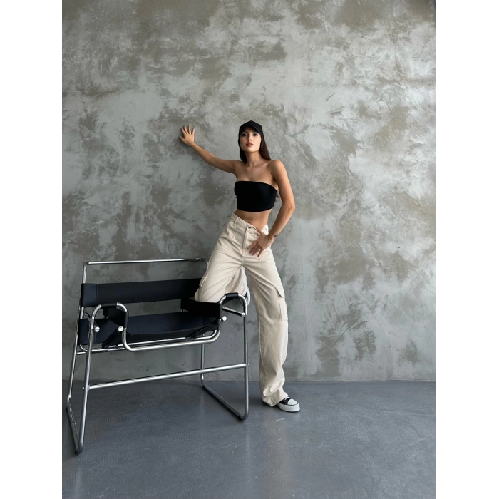 Kadın Bej Kargo Pantolon