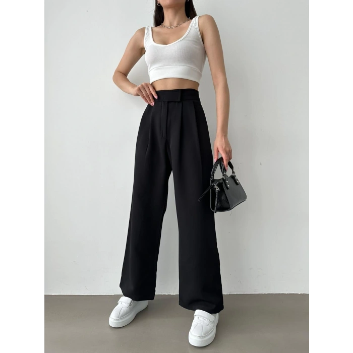 Kadın Beli Cırtlı Kumaş Palazzo