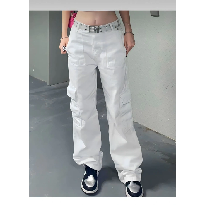 Kadın Beyaz Kargo Pantolon