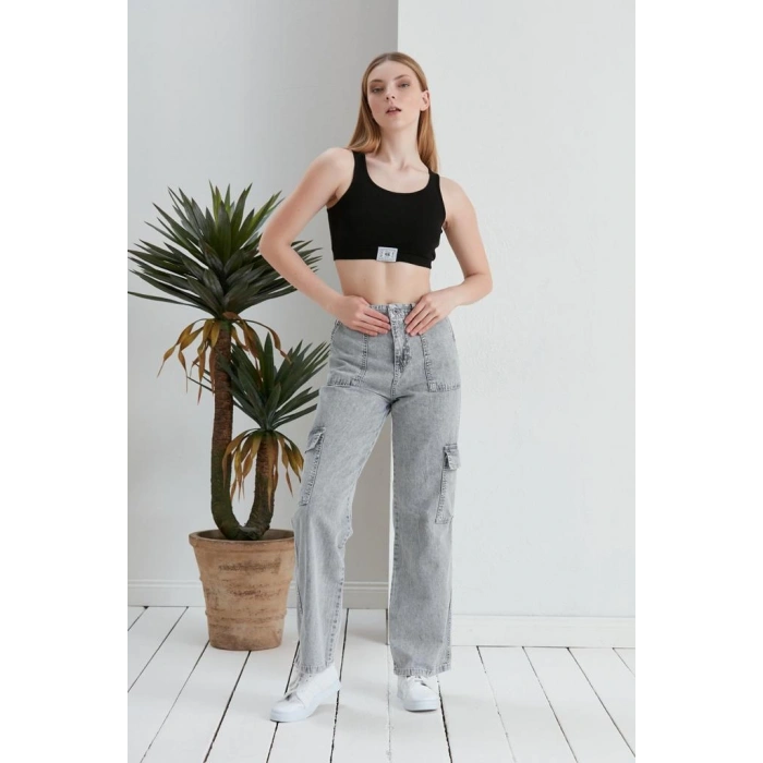 Kadın Gri Kargo Pantolon