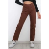 Kadın Kahve Yüksek Bel Boyfriend Pantolon