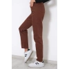 Kadın Kahve Yüksek Bel Boyfriend Pantolon