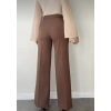 Kadın Önü Dikiş Detaylı Kahverengi Palazzo Pantolon