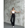 Kadın Siyah Yüksek Bel Cırtlı Bol Paça Kumaş Pantolon