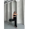 Kadın Siyah Yüksek Bel Keten Görünümlü Pantolon