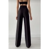 Kadın Siyah Yüksek Bel Kumaş Palazzo Pantolon