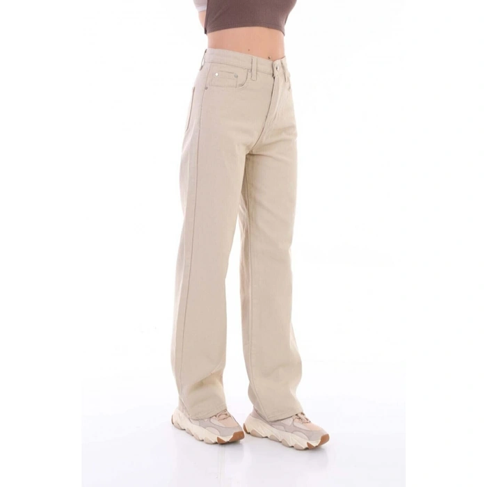 Kadın Bej Yüksek Bel Palazzo Pantolon