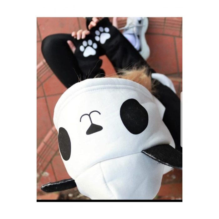 Kadın Siyah Beyaz Panda Sweatshirt