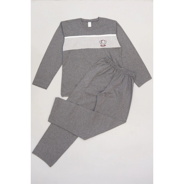 10-16 Yaş Garnili Erkek Çocuk Pijama Takımı Fümegri - 50715.1838.