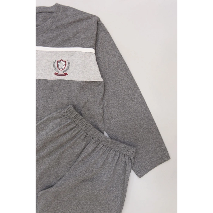 10-16 Yaş Garnili Erkek Çocuk Pijama Takımı Fümegri - 50715.1838.