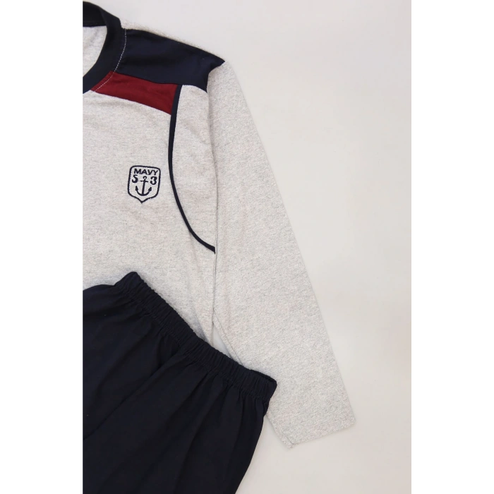 10-16 Yaş Garnili Erkek Çocuk Pijama Takımı Gribordo - 50715.1838.
