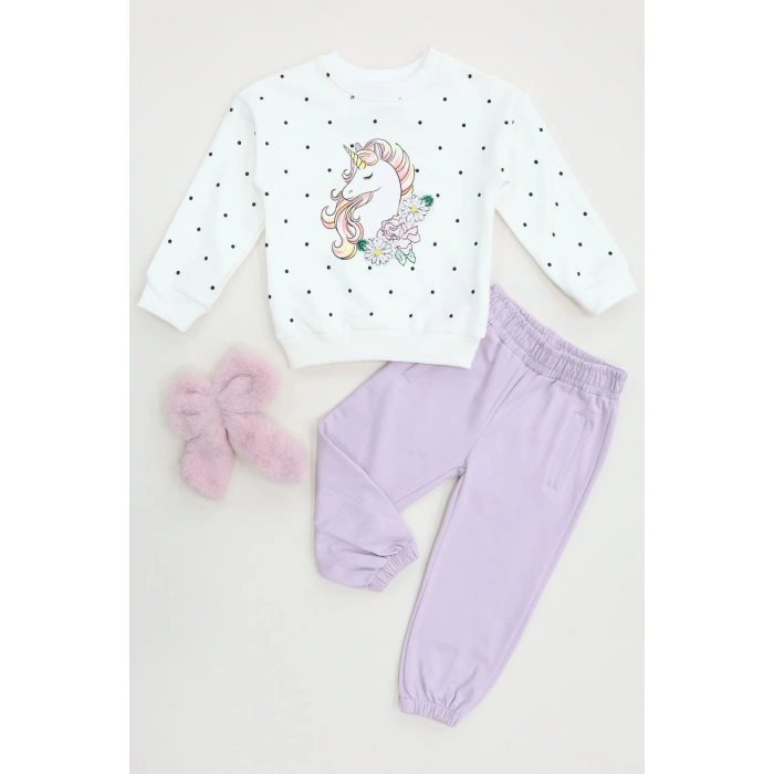 2-5 Yaş 2 İplik Şardonlu Çocuk Takım Lila - 5264368.1576.