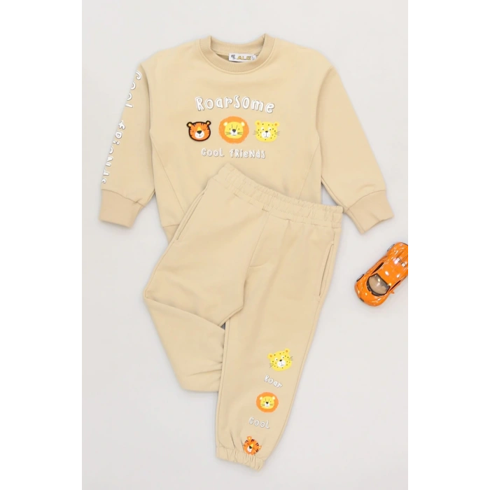 2-5 Yaş Şardonlu Yumoş Kumaş Takım Bej - 1264029.1576.