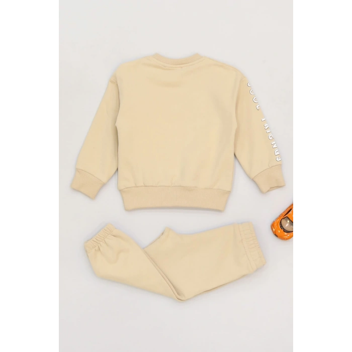 2-5 Yaş Şardonlu Yumoş Kumaş Takım Bej - 1264029.1576.