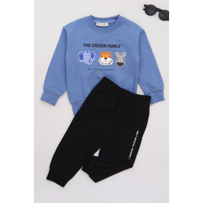 2-5 Yaş Şardonlu Yumoş Kumaş Takım İndigo - 1264350.1576.