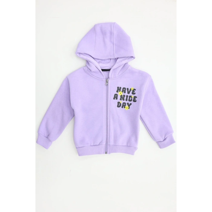 2-6 Yaş Çocuk Baskı Nakışlı Uzun Kol Sweat Lila - 623523.1576.