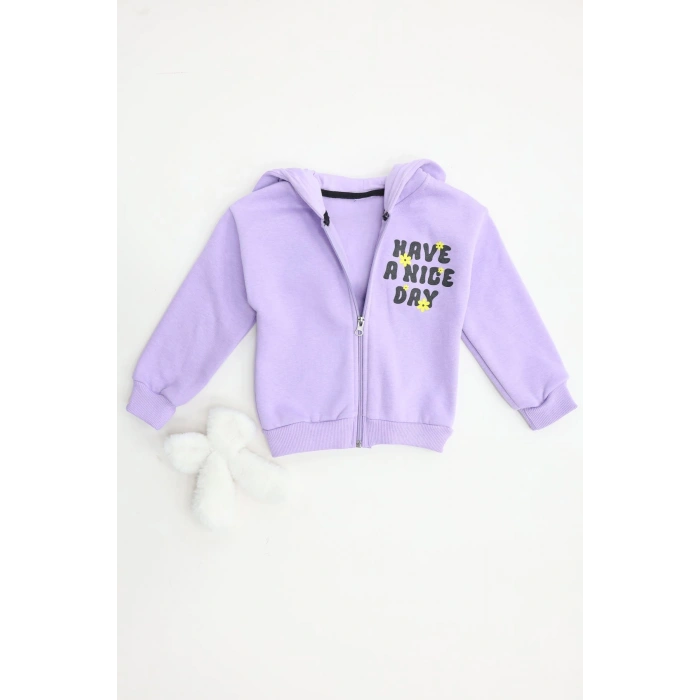 2-6 Yaş Çocuk Baskı Nakışlı Uzun Kol Sweat Lila - 623523.1576.