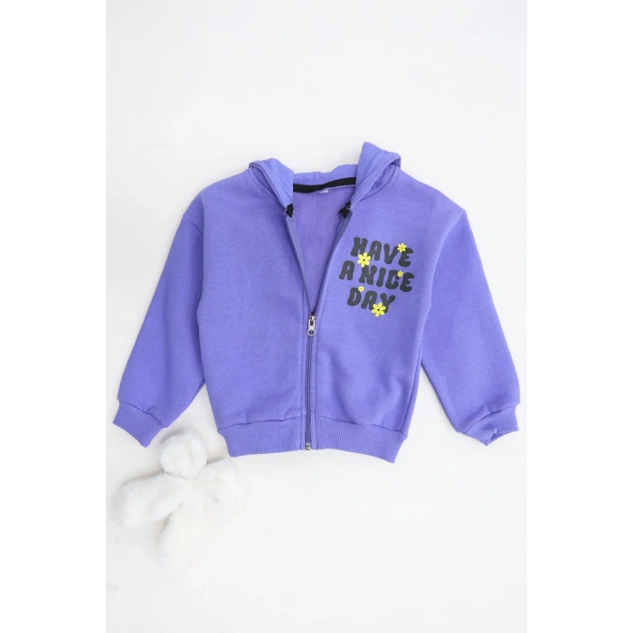 2-6 Yaş Çocuk Baskı Nakışlı Uzun Kol Sweat Mor - 623523.1576.