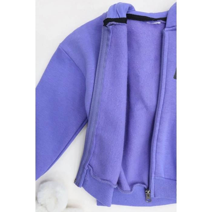2-6 Yaş Çocuk Baskı Nakışlı Uzun Kol Sweat Mor - 623523.1576.
