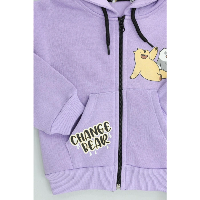 2-6 Yaş Çocuk Panda Baskılı Kapşonlu Lila - 623611.1576.