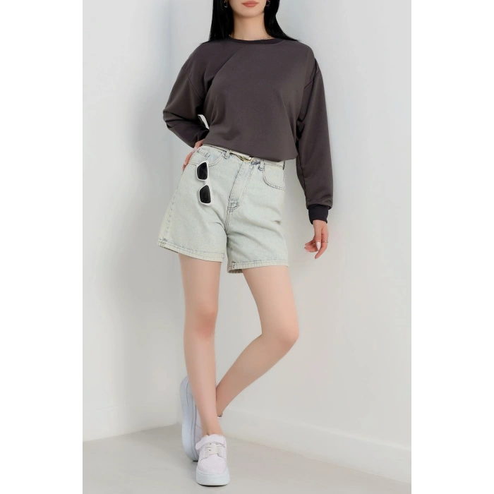 2 İp Bisiklet Yaka Sweat Antrasit - 20790.1878.