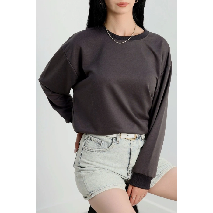 2 İp Bisiklet Yaka Sweat Antrasit - 20790.1878.