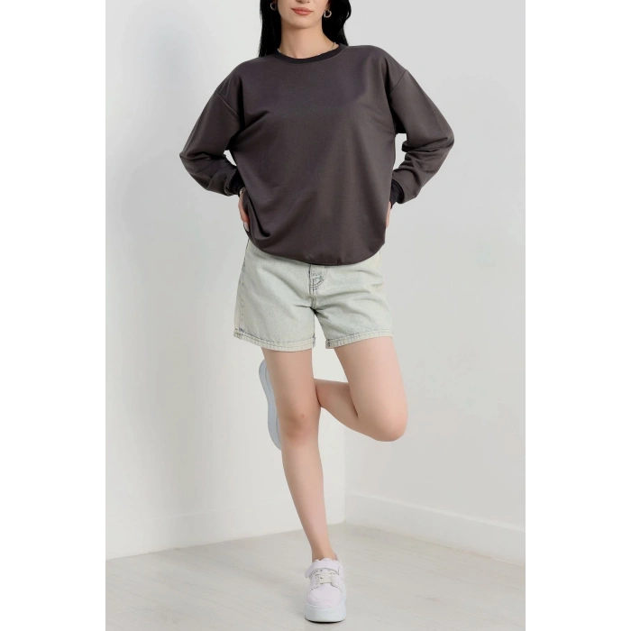 2 İp Bisiklet Yaka Sweat Antrasit - 20790.1878.