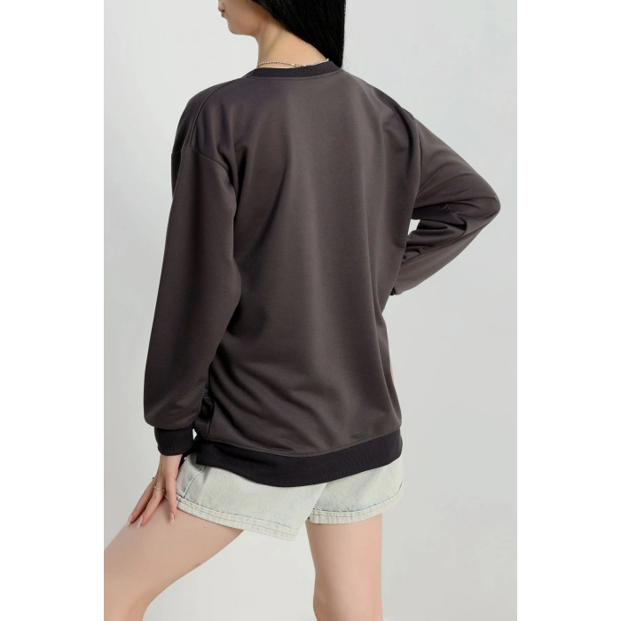 2 İp Bisiklet Yaka Sweat Antrasit - 20790.1878.