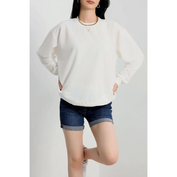 2 İp Bisiklet Yaka Sweat Ekru - 20790.1878.