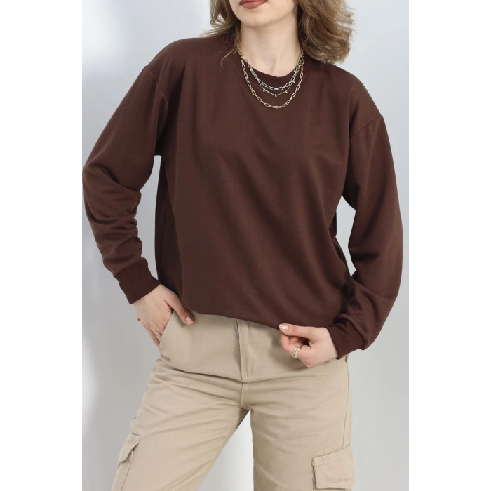 2 İp Bisiklet Yaka Sweat Kahve - 20790.1878.