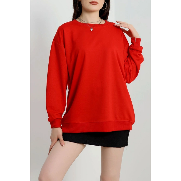 2 İp Bisiklet Yaka Sweat Kırmızı - 20790.1878.