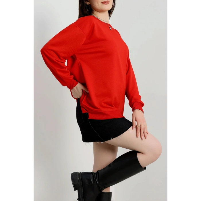 2 İp Bisiklet Yaka Sweat Kırmızı - 20790.1878.