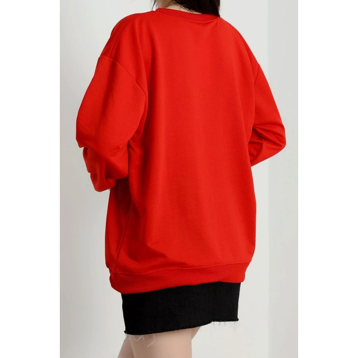 2 İp Bisiklet Yaka Sweat Kırmızı - 20790.1878.